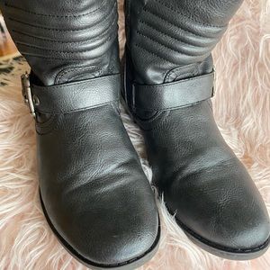 black biker riding boots